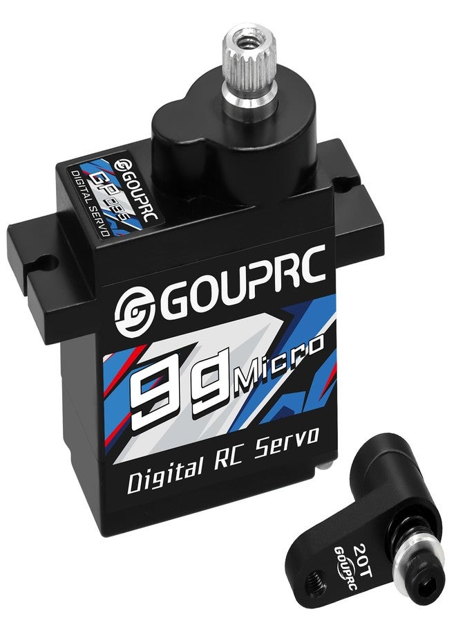 سيرفو رقمي صغير GOUPRC 9G ذو تروس معدنية لسيارات ARRMA Granite وGROM Typhon بمقياس 1/18 وGROM Mini Mojave وGROM 1/14 RC، قطع غيار سيرفو مطورة مع ذراع سيرفو 20T أسود - Image 1